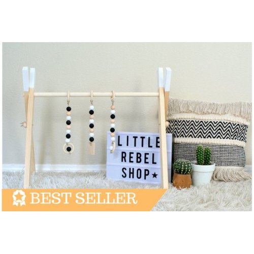 Modern Wooden Baby Gym || Baby Play Gym || Classic Black Activity || Pink Nursery Activity Center || White Toy Frame || Newborn shower gift