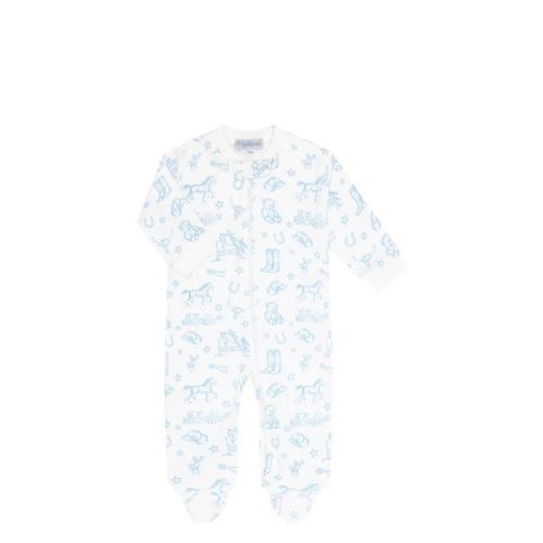 Lone Star Toile Footie - 6/9M - Monogrammed “Leo”