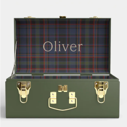 Mini Trunk - Green - PK Plaid / Embroidery