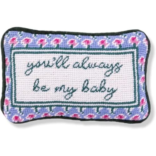 FURBISH Needlepoint Decorative Throw Pillow - Be My Baby - 5" x 8" - Mini Embroidered Accent Pillow for Bed, Chair, Couch, Sofa - Eclectic Home Decor