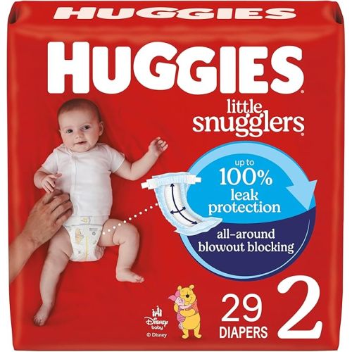 Huggies Size 2 Diapers, Little Snugglers Baby Diapers, Size 2 (12-18 lbs), 29 Count, Packaging May Vary