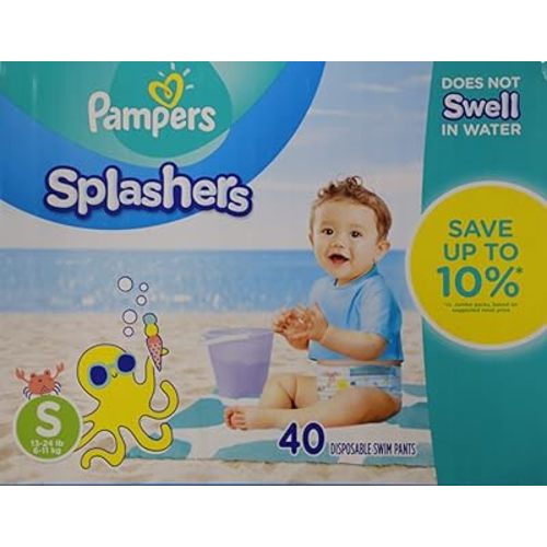 Pampers Swim Diapers - Splashers - Size 2-3, 20 Count, Gap-Free Disposable Baby Swimming Pants