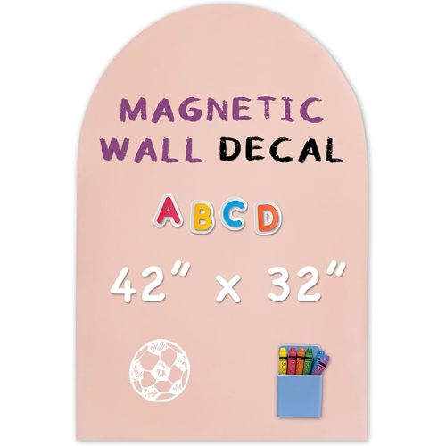 YOUNGJQ Magnetic Arch Wall Decal, Magnetic Chalkboard for Wall 42" x 32" Adhesive Backing Wallpaper for Playroom Home(Camel Blush)
