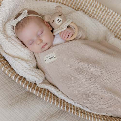 Bleu La La Organic Ribbed Knit Cotton Baby Blanket – Simple Steps Market