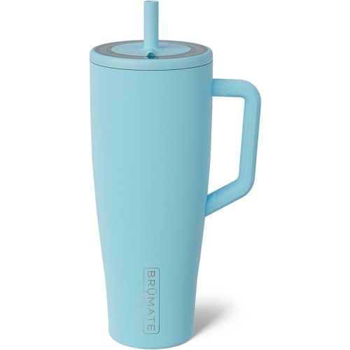 BrüMate Era 40 oz Tumbler with Handle and Straw | 100% Leakproof Insulated Water Bottle Tumbler with Lid and Flexible SoftSip Straw | Made of Stainless Steel | Cup Holder Friendly | 40oz (Glacier)