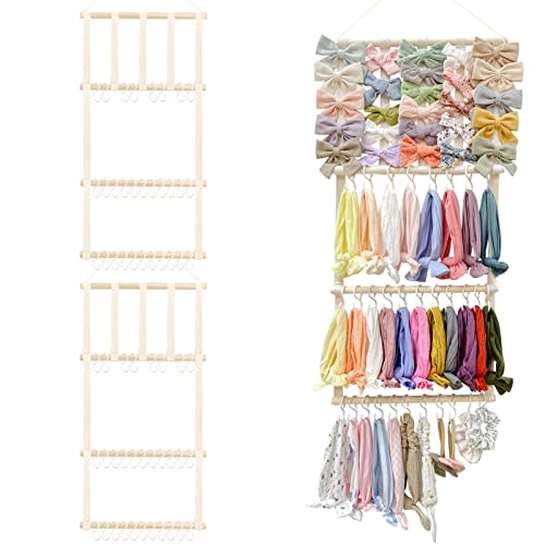 POVETIRE Headband Holder Hair Bows Organizer for Girls, Baby Headbands Hair Accessories Organizer Storage Wall Hanging Decor for Toddler Girls Room