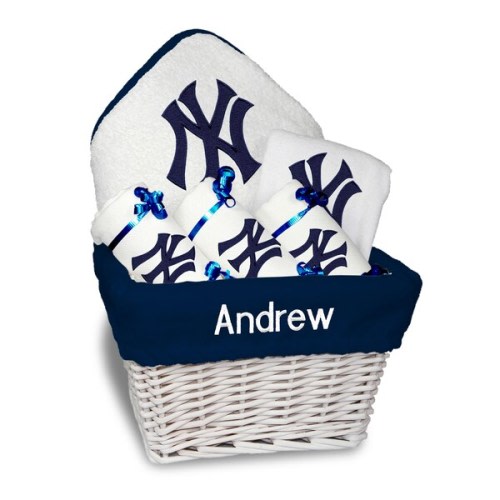 Newborn & Infant New York Yankees White Personalized Medium Gift Basket