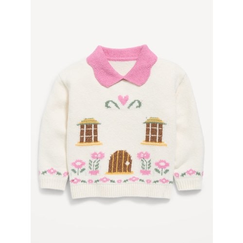 SoSoft Collared Graphic Sweater for Toddler Girls