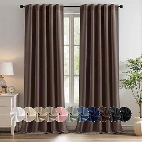 MIULEE Chocolate Brown Pinch Pleat Blackout Curtains 40x96 Inch 2 Panels