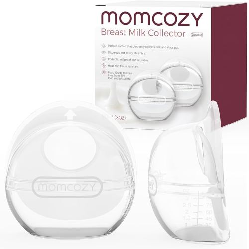 Momcozy Breast Milk Collector, Milk Collectors for Breastfeeding, Reusable Breast Milk Shells, Silicone Catcher with More Fit & Soft (3oz/90ml, 2 Counts)