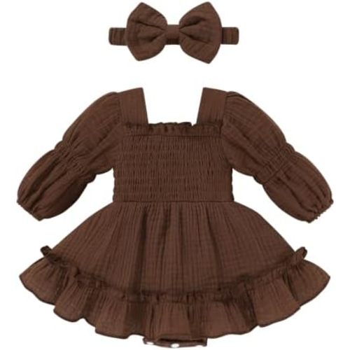 Happy Town Cute Baby Girl Clothes Toddler Long Sleeve Romper Dress Outfits
