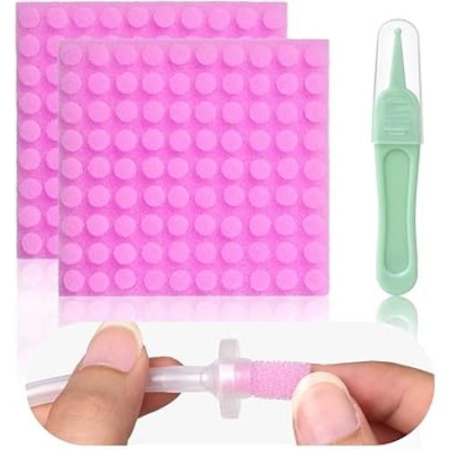 Replacement for Nosefrida Nasal Aspirator Filters, 200-Pack of Premium Nasal Aspirator Hygiene Sponges, with Nose Cleaning Tweezers (Red,200 Count)