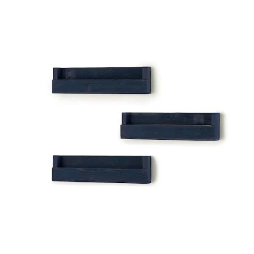 4 in. x 28 in. x 8 in. Navy Blue Book + Photo Display Shelf 3-Pack