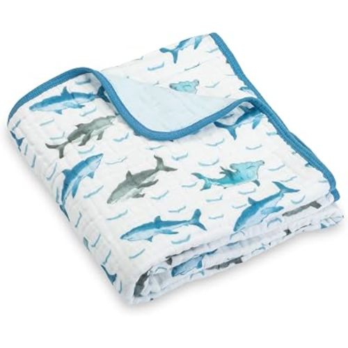 LollyBanks Muslin Baby Blanket, 100% Organic Cotton, Soft Baby Boy Blanket