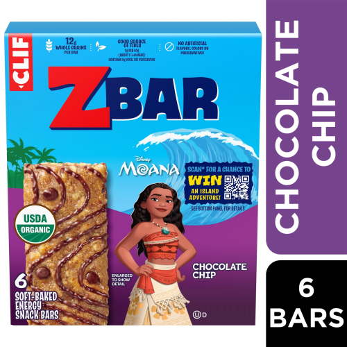 Zbar Chocolate Chip Flavor Soft Baked Snack Bars, Organic Granola Bars, School Snacks, 6ct