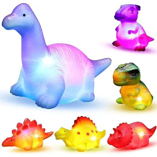 6 Packs Light-Up Floating Dinosaur Bath Toys Set, for Baby Toddler Nephew in Birthday Christmas Easter , Great Water Bathtub Shower Pool Bath Toy for Children Preschool