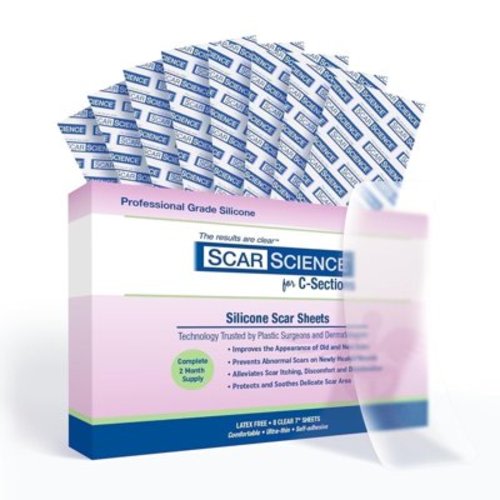 ScarScience C Section Recovery Silicone Scar Sheets, Reusable Adhesive for Healing, 7", 8 Pk