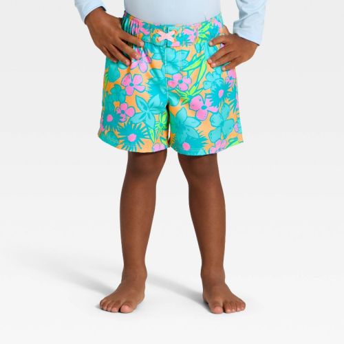Toddler Boys' Tropical Floral Swim Trunks - Cat & Jack™ 12M