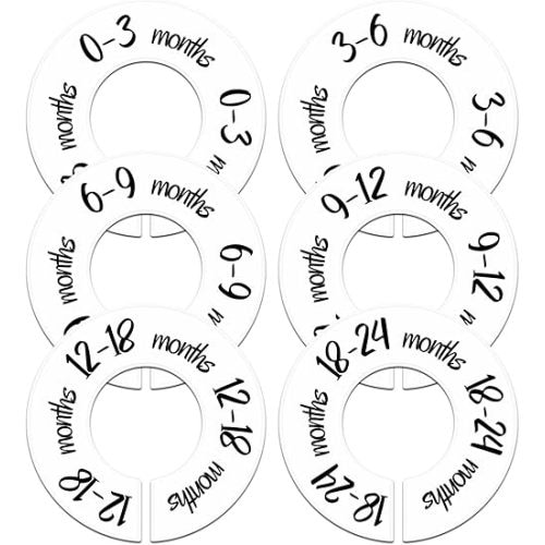 Pro Goleem Baby Closet Dividers Unisex Baby Closet Organizer for Nursery Baby Clothes Size Age Dividers Fits 1.5" Rod 6 PCS