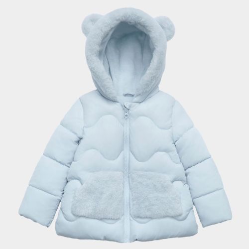 Rokka&Rolla Toddler Girls' Mini Fur Lined Puffer Coat-Arctic Blue, size 12-18 Months