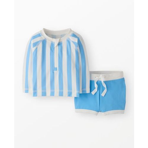 Baby Striped Rashguard & Swim Trunks Set