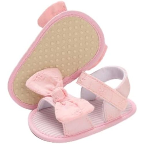 COSANKIM Infant Baby Girls Summer Sandals with Flower Soft Sole Newborn Toddler First Walker Crib Dress Shoes（3-6 months infant, 09 pink）