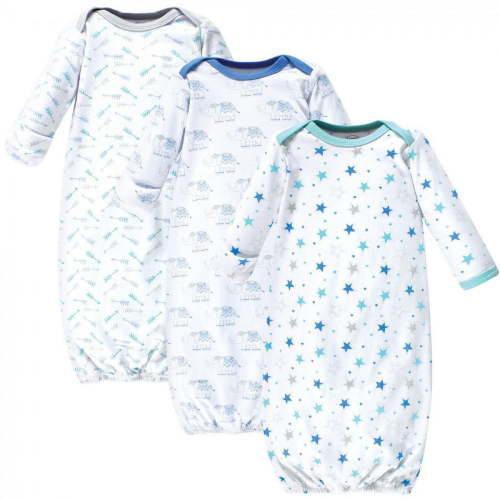 Luvable Friends Baby Boy Cotton Gowns, Boy Elephant Stars, Preemie/Newborn