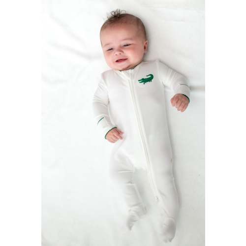 Goosies Pip Alligator Embroidered Bamboo Zipper Footie – zukababy