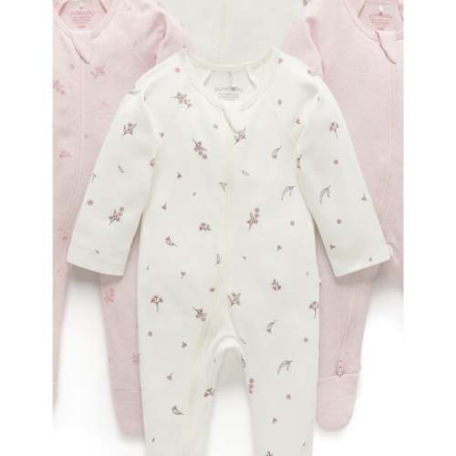4 Pack Zip Footie Vanilla Blossom Pack - Purebaby | Maisonette