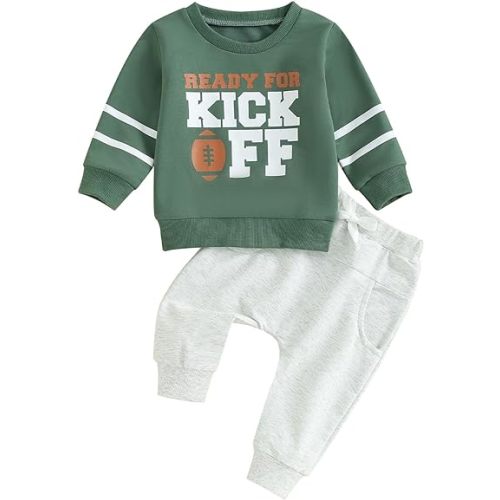 BeQeuewll Fall Toddler Baby Boy Clothes Letter Print Long Sleeve Sweatshirt Long Pants Sweatsuit Little Boy Cothing Set 3M-3T