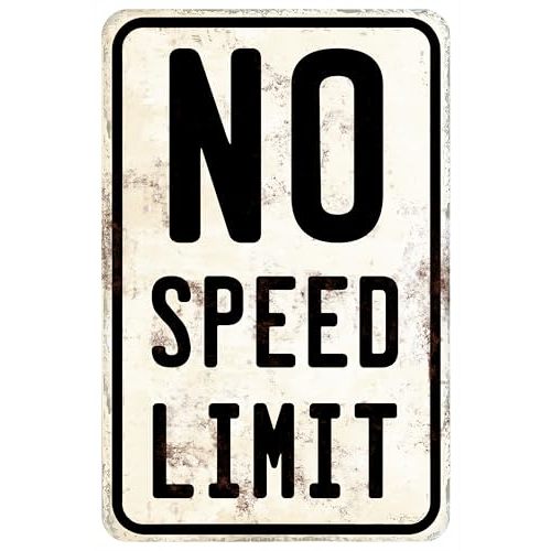 Car Room Wall Decor Vintage Metal Sign No Speed Limit Signs For Boys Room Bedroom Garage Man Cave Art 12x8 Inches