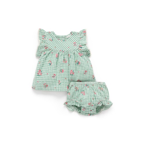 Gingham Frida Ruffle Top & Bloomer Set 6-12 mos