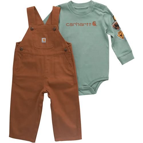 Boys' 2-Piece Long Sleeve Bodysuit & Canvas Overall Set (Baby) | Baby Boy (0-24M) | Carhartt