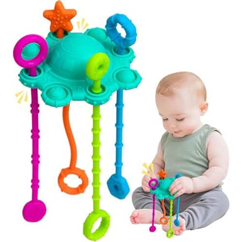 Montessori Pull String Toy Silicone Travel Toy