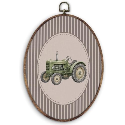 KTYHD Vintage Tractor Nursery Oval Wall Art,Vintage Boy Nursery Decor