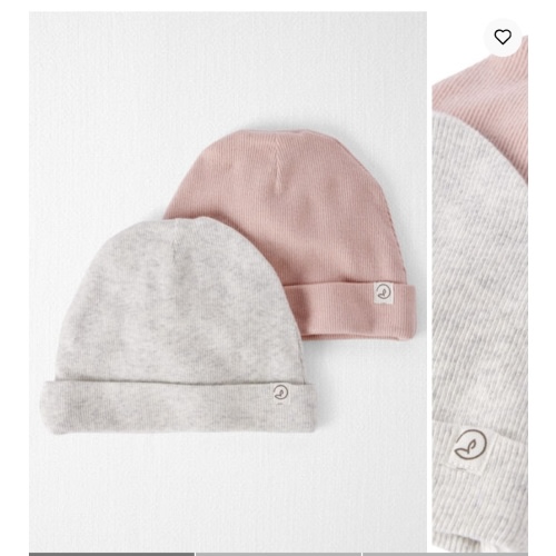 Baby 2-Pack Organic Cotton Rib Caps - Little Planet | Carter's