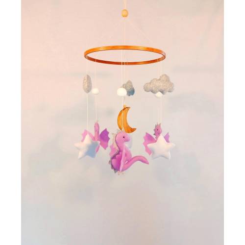 Dragon baby mobile, Neutral baby mobile, Cloud crib mobile, Mobile nursery, Baby crib mobile, Felt dragon, Dragon baby mobile, Baby gift.