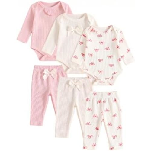 Newborn Layette Essentials 6-Piece Gift Set Baby Girl Clothes 0-6 Months