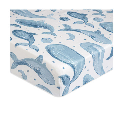 Caspian Crib Fitted Sheet - Whale