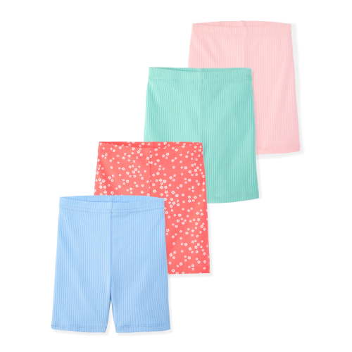 Garanimals Baby & Toddler Girl Ribbed Cotton Biker Shorts, Prints & Solids, 4-Pack, 0M–6T