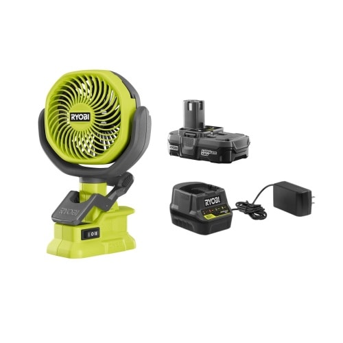 RYOBI Portable Stroller Clamp Fan with Battery and Charger