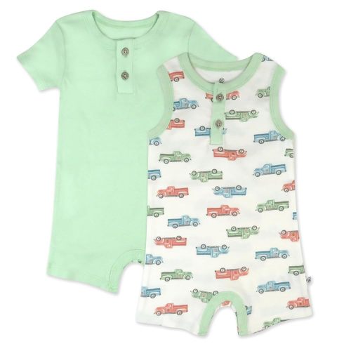 HonestBaby Short Sleeve and Tank Romper 100% Organic Cotton for Infant Baby and Toddler Boys