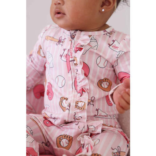 Ballpark Babes Ruffle Zipper Footie