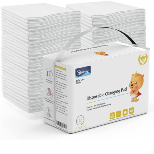 Disposable Changing Pad Liners (100 Pack) Super Soft, Disposable Changing Pads, Ultra Absorbent & Waterproof - Covers Any Surface for Mess Free Baby Diaper Changes (White)