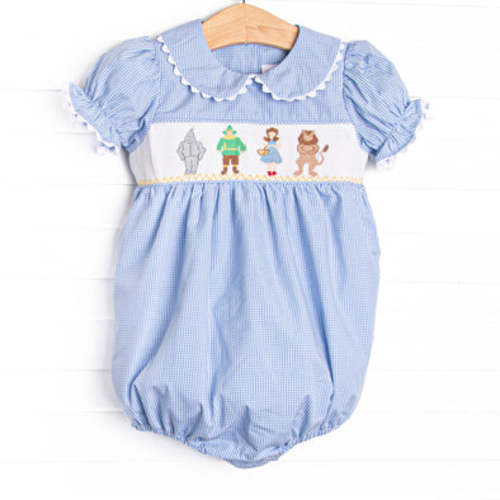 Wandering to See the Wizard Smocked Girl Bubble, Blue – Stitchy Fish