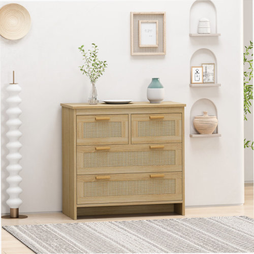 Dakota Fields 4 Drawers Rattan Cabinet,for Bedroom,Living Room,Dining Room,Hallways,Easy Assembly | Wayfair