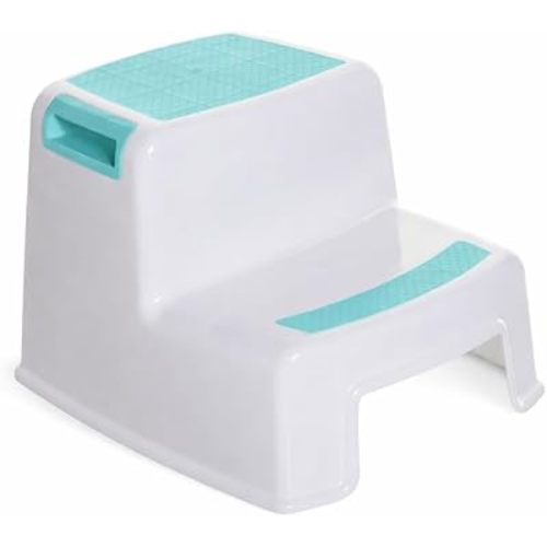 2-Step Stool, Aqua, Non-Slip Double Step for Bathroom Sink, Potty Training, and Kitchen Counter Access