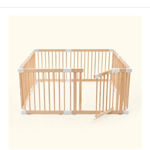 HARPPA Wooden Baby Gate Playpen | Non-Toxic Foldable DIY Adjustable Play Yard for Infants & Toddlers – Natural Finish Baby Fence for Small & Large Spaces