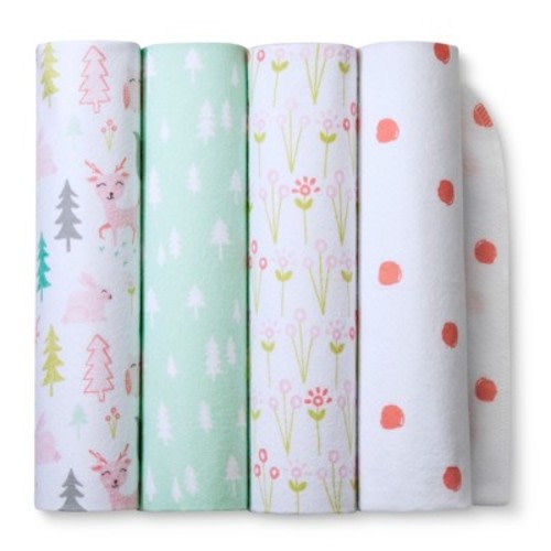 Flannel Baby Blankets Forest Frolic 4pk - Cloud Island™ Pink