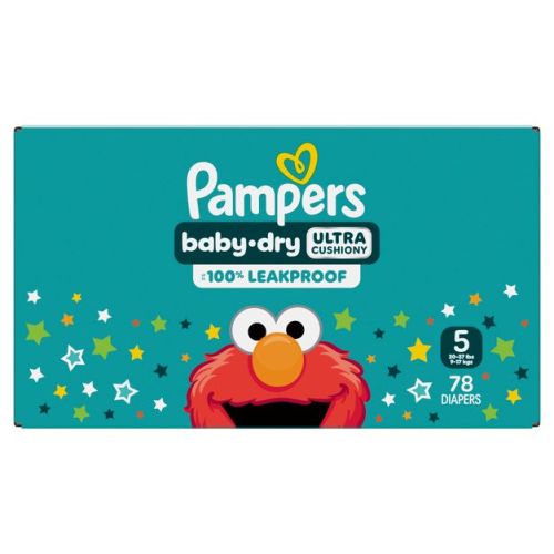 Pampers Baby Dry Diapers Super Pack - Size 5 - 78ct: Wetness Indicator, Elastic Stretch Sides, With Aloe
